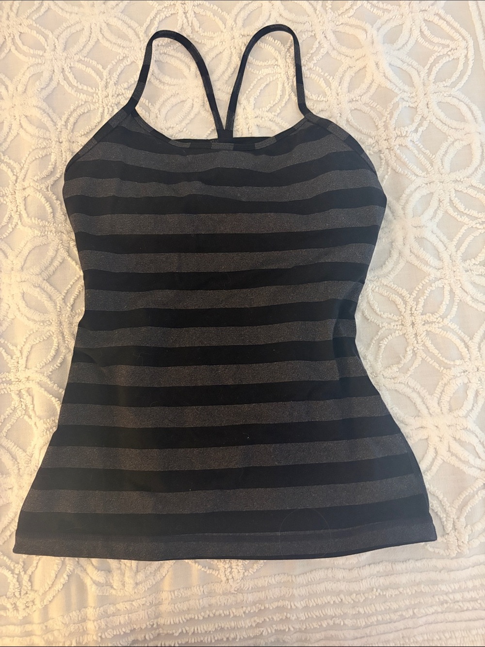 lululemon athletica Black and Gray Striped Camisole